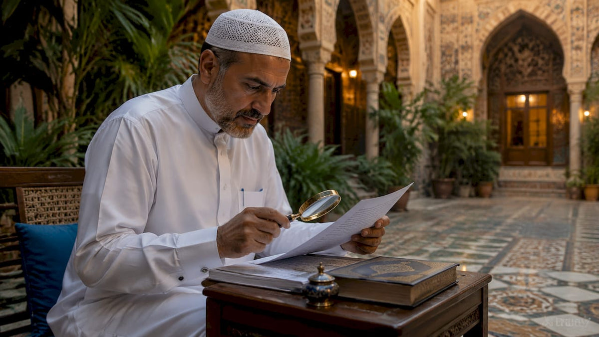 Islamic scholar studying gold rulings